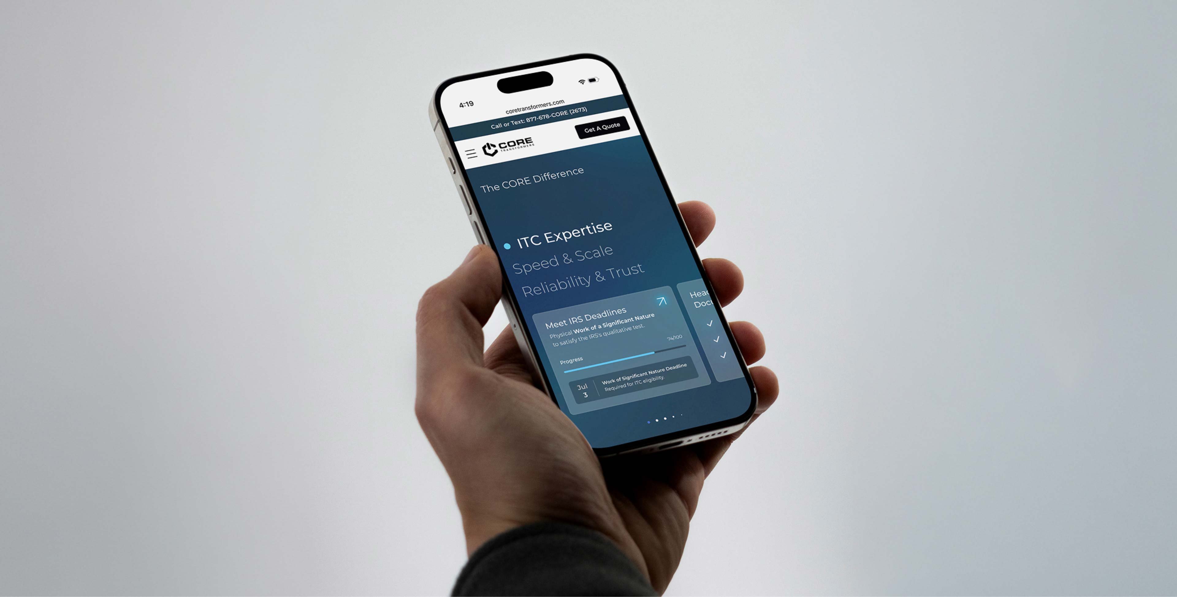 core-transformers web-design mobile-website renewable-energy gala-studio